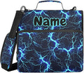 Custom Blue Black Electric Lightning 3 Ring Binder Bag 1.5 inch Personalized Name Binder Organizer 500 Sheet Documents Storage for School Office