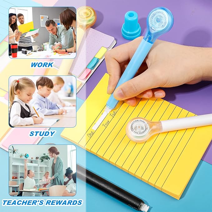 Gersoniel 10 Pack Correction Tape Pen for School Office,Bright Color