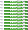 HEYZARDA Personalized Pens with Name Text Logo Custom Ballpoint Pen for Business Office Events with Stylus for Touchscreen 20 Pcs Green