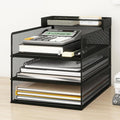Natwind 3-Tier Stackable Metal Mesh Letter Paper Tray Organizer,Black | Desk Organizer For Paper,Document,Mail Tray For Office Supplies,File Holder For Home Office School Classroom Organization