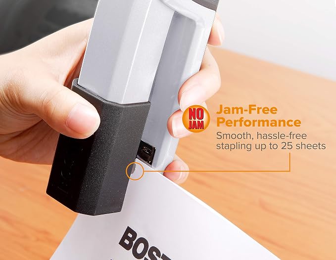Bostitch Office Epic Metal Desk Stapler, 25 Sheet, Staple Remover, Silver