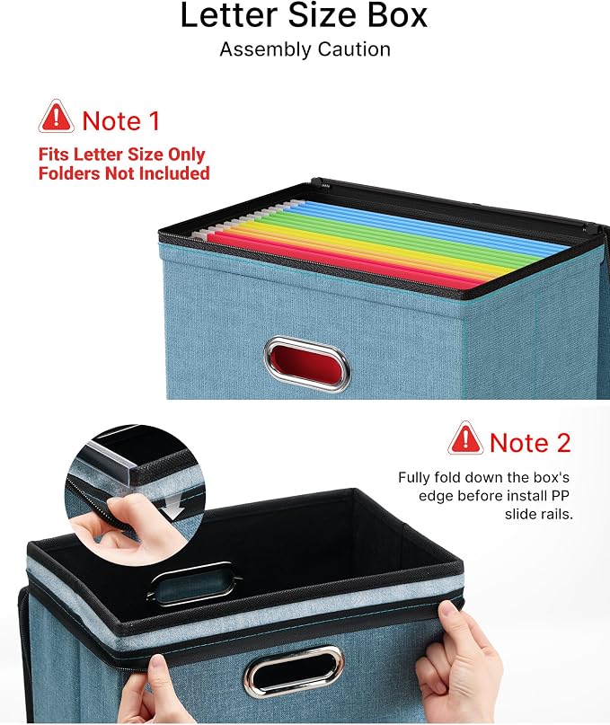 Oterri File Box Small 1-Pack Mesh Pockets Hanging Organizer for Letter-Size | Dustproof Lid. 3 Mesh Pockets. Collapsible Scratch-Resistant GRS Linen. Slide Rails. Office, Home, Dorm