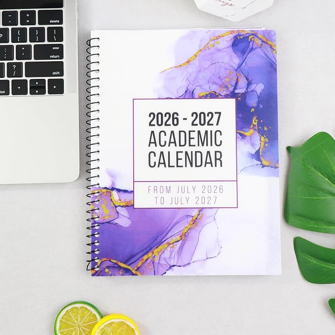 RE-FOCUS THE CREATIVE OFFICE, 2026-2027 Academic Calendar, Monthly and Weekly Views with Time Slots, To-Do List (Purple)