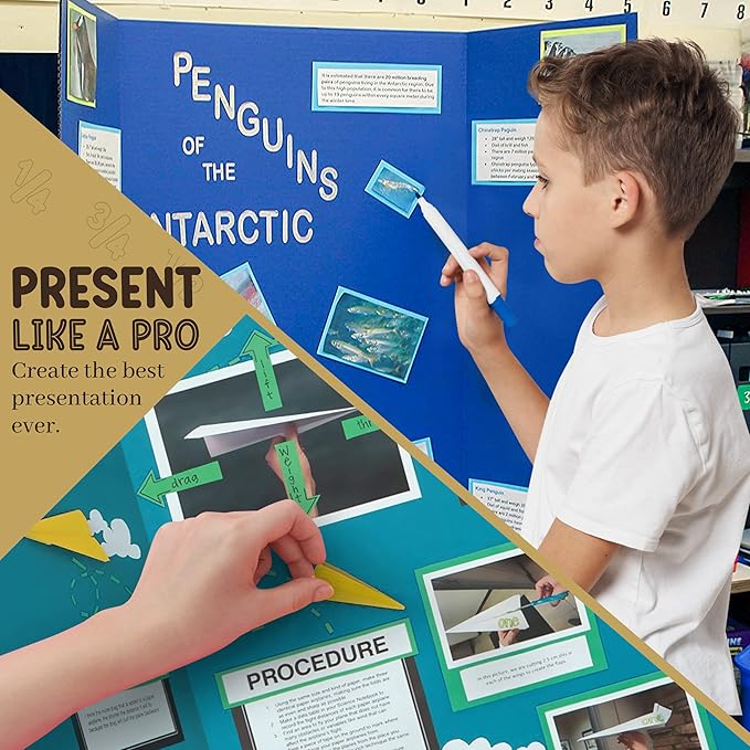 White Tri-Fold Presentation Board 28" X 40" Display Exhibition Board Lightweight and Portable with Smooth Surface Great Business presentations (Pack of 4) - by Emraw
