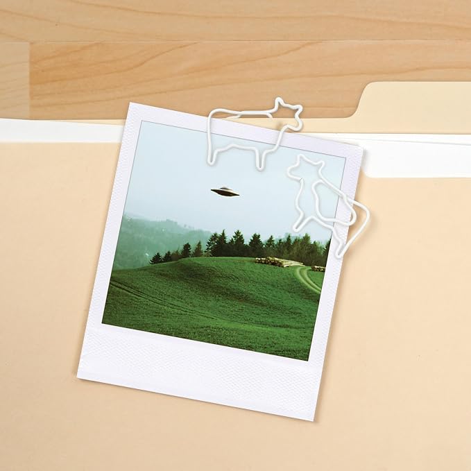Genuine Fred Filing Saucer Paperclip Dispenser UFO Holder with Cow Paperclips, Space Themed Desktop Organizer Fun and Functional Desk Accessory for Home and Office
