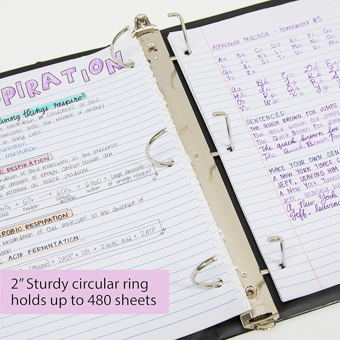 BAZIC Products 2" Black 3-Ring View Binder, Slant-D Ring, 12-Case | 2 inside pockets, 2 in Black view 3-ring binder, slant-D rings, holds up to 480 sheets, Durable poly cover, 2 Pockets