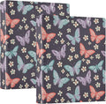 Butterfly Insect Flower Round Ring Binders 1.5 Inch Biology Botany Natural Science 3 Ring Clipboard Binder for Office School Work Supplies File Folder 200 Sheet Capacity 2 Pieces