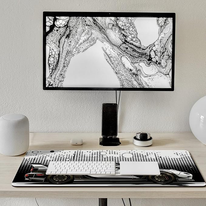 Car Gaming Mouse Pad Large Mousepad R34 Black and White Minimalist Art JDM Sport Car Big Computer Desk Mat Desk Pad for Keyboard and Mouse Mat Non-Slip Base 40x90cm, Style
