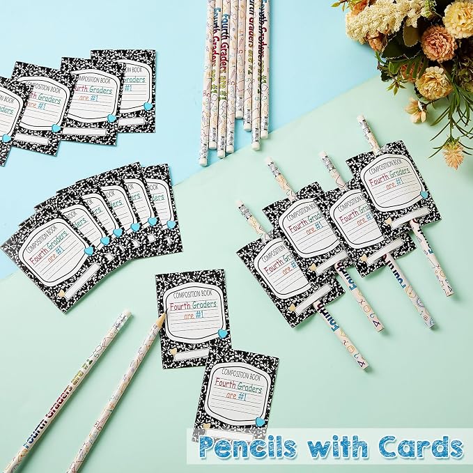 Tenceur 48 Set Back to School 4th Graders Pencils & Cards Gifts Bulk