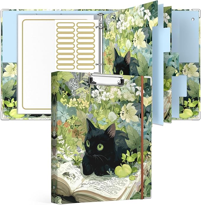 Rouidr 3 Ring Binder with clipboard, 1 inch 8.5 x 11 in Letter Size View Binders Organizer with Dividers Tabs & Clear Sleeves, School Supplies, Office Supplies