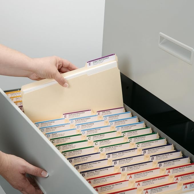 Smead File Folders Letter Size, Reinforced 1/3-Cut Tab, Assorted Positions, Letter Size, Manila Folders 8.5 x 11, 100 per Box (10334)