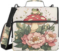 3 Ring Zipper Binder with Shoulder Strap Mushroom Frog Flower 1.5 inch Binders Keeper Large Capacity Multi Pockets for School Office Supplies