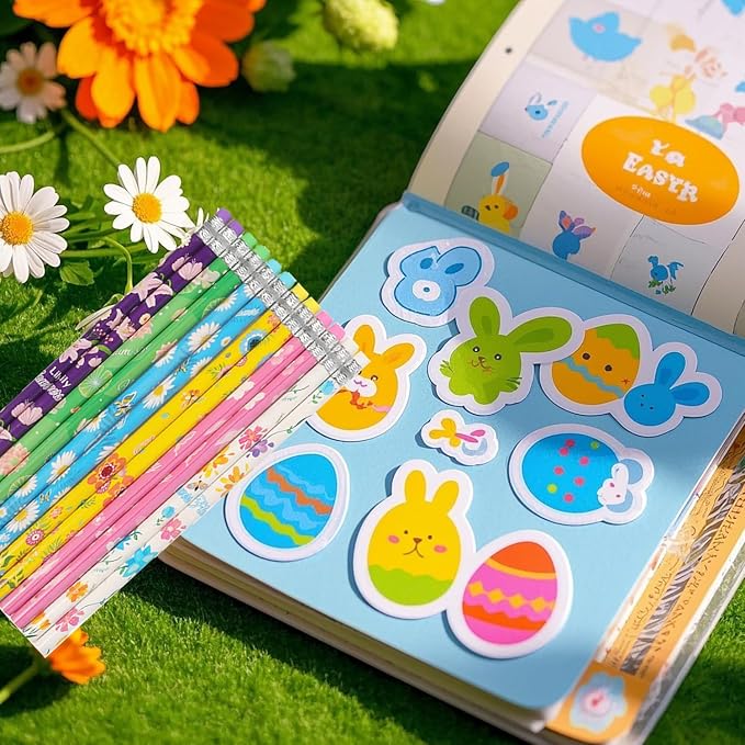 24pcs Flowers Pencils with Eraser Wood Pencils Bulk (Flowers, 24)