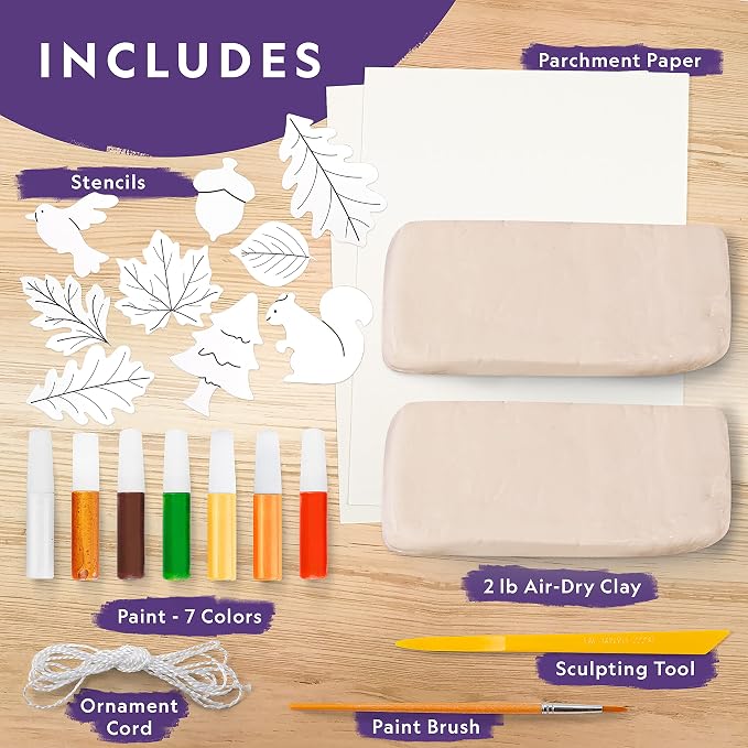 National Geographic Air-Dry Modeling Clay Arts and Crafts Kit for Kids | 2 Lbs. Air-Dry Clay, 9 Pottery Art Projects, Sculpting Supplies, Christmas Ornament Craft, Creative Activity, Ages 8-12