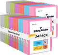 Enday 1 Inch Binder (24 Pack - Assorted Colors) 3 Ring Binder 1 inch with Clear View Cover and 2 Inside Pocket - for Letter Size 8.5 x 11'' Paper, Ideal for School Supplies, Office, and Home