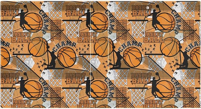 Orange and Black Basketball Sport Binder 1.5 Inch Binder with Clipboard&Pockets, Hardcover Binders 3 Ring, Heavy Duty Large File Folder for Home Office School Supplies-Holds 200 Sheets, 2 PC