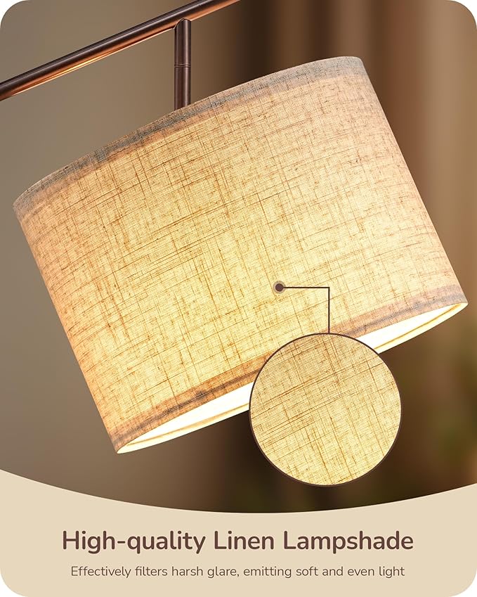 EDISHINE 64.7IN Brown Floor Lamp for Living Room with Remote, Standing Lamp | Foot Pedal Switch, 5CCT, Dimmable, Bulb Included, Adjustable Head, Sturdy Base, Modern for Living Room, Bedroom