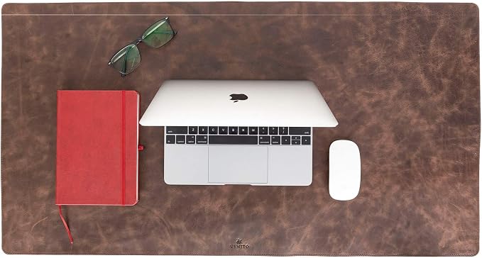 Premium Leather Desk Pad Mat (36 X 19 inch) - Large Desk Mat for Keyboard and Mouse Home Office Accessories (Coffee Brown)