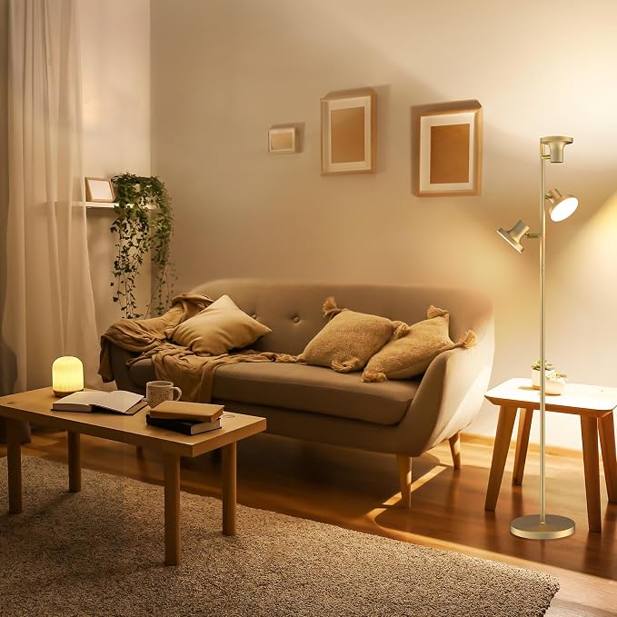 36W LED Tree Floor Lamp, Modern Dimmable Standing Lamp with Remote & Touch Control, 4 Color Temperatures, 3 Rotatable LED Light Floor Lamps for Living Room, Bedroom, Office