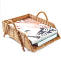 Rattan Inbox Tray for Desk, Made in Indonesia – 14x10.5x3.5 inch Handwoven Basket Organizer, Single Letter Tray with Sturdy Frame, Made in Indonesia, Decorative Wicker Paper Holder (Honey)