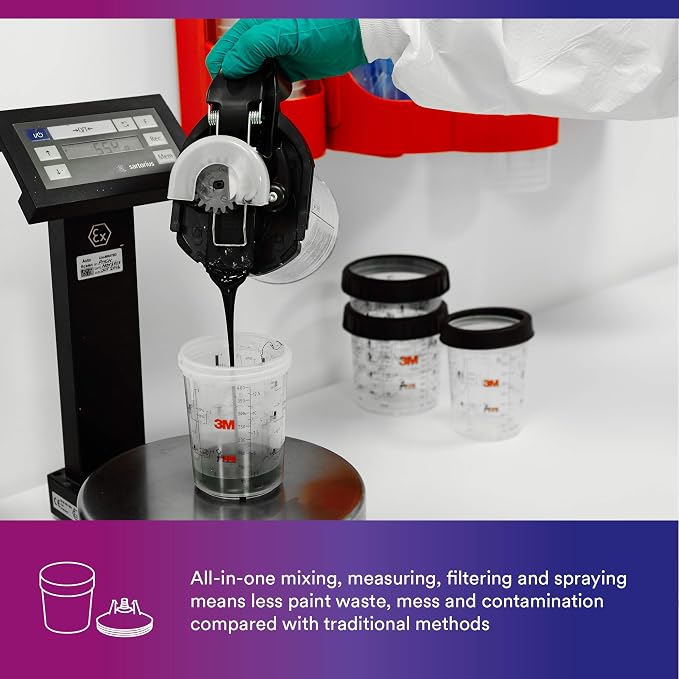 3M PPS (Original Series) Paint Spray Gun Cup Lids and Liners Kit, 16112 | 13.5 oz; Midi; 200-micron Filter; 50 Disposable Lids and Liners; 20 Sealing Plugs; Use w/ Paint Gun for Cars, Furniture, Home