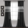 Lush Decor Night Sky Window Curtain Panel, Single 42"W x 84"L Black - Sequin Backdrop Curtain - Room Darkening Curtains For Bedroom - Glam Decor