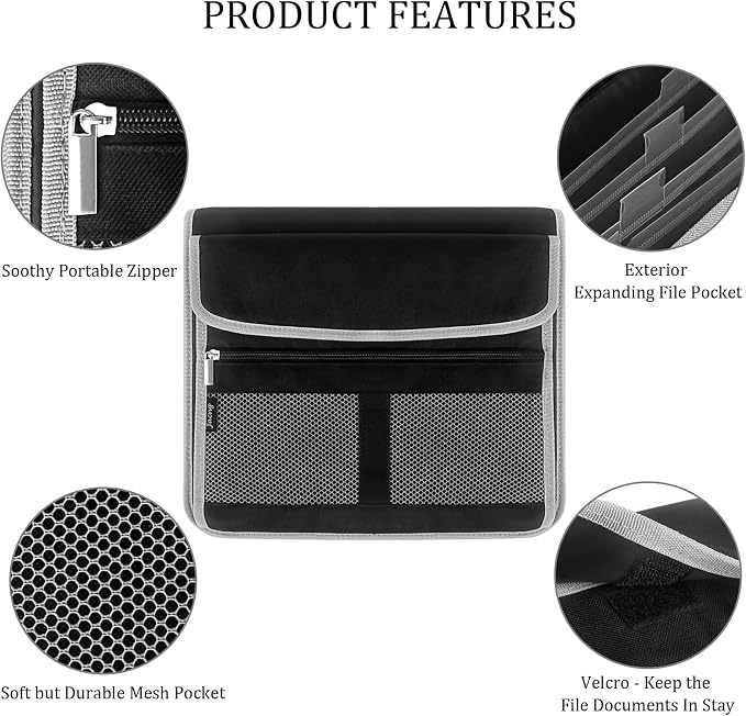 Accordion File Organizer Business Organizer Binder Accordion with Zipper Multi Pocket Folder for Office Supplies