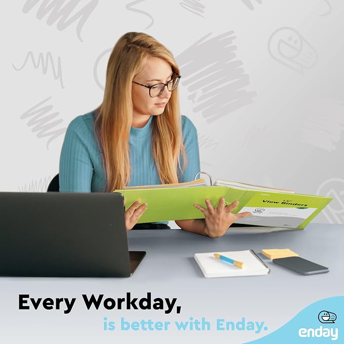 Enday 1.5 Inch Binder (24 Pack - Green) 3 Ring Binder 1.5 inch with Clear View Cover and 2 Inside Pocket - for Letter Size 8.5 x 11'' Paper, Ideal for School Supplies, Office, and Home