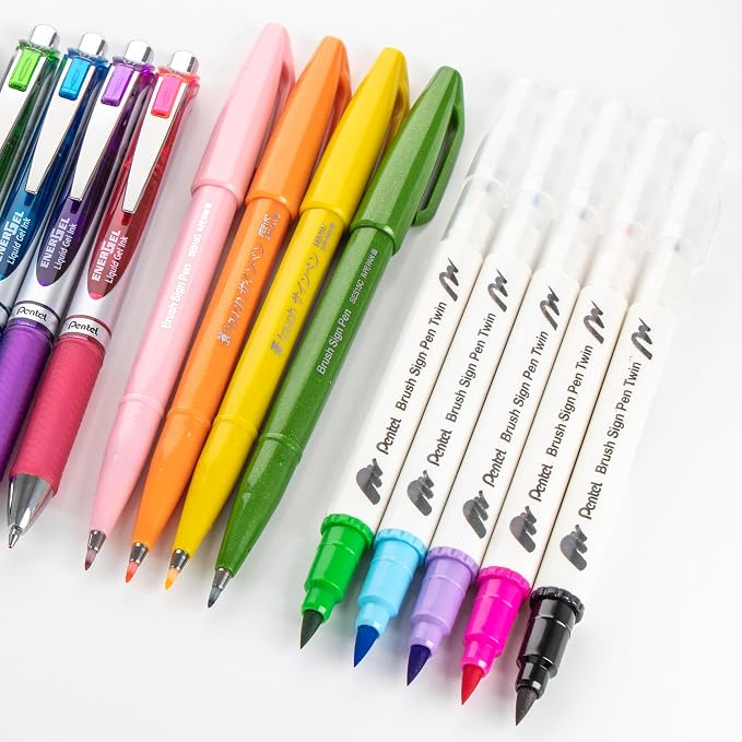 Pentel Carrie Walker Ultimate Journal Mix, Writing and Journaling Kit, Gel Pen/Mechanical Pencil/Marker Variety, 20 Pieces