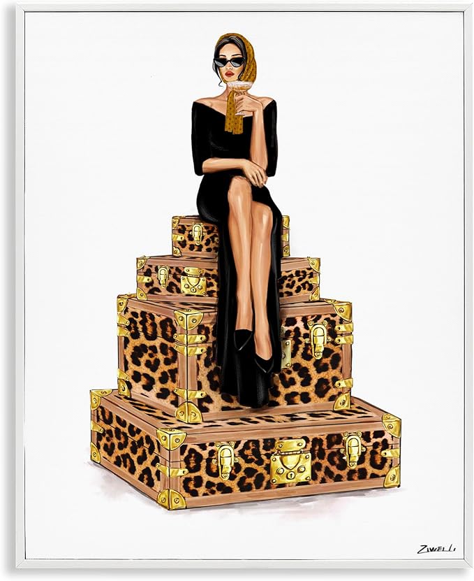 Stylish Gal Suitcases Travel Glam, 11 x 14 Inch Framed Giclée Print | Stupell Industries · By Ziwei Li · Ready to hang · Great for dorms and bedrooms · Made in USA