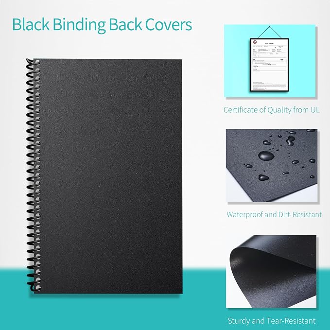 Binditek 100 Pack Binding Covers Set, 5.5x8.5 Inches, 8Mil PVC & 12Mil Poly | Binding Covers Set, 5.5x8.5 Inches Half Letter Size, 8Mil Clear PVC Front, 12Mil Black Poly Back, Square Corners, Unpunched