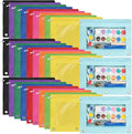 Marspark 30 Packs Pencil Pouch 3 Ring Binder Pen Pouch Cloth Pencil Pouches Zipper Pen Case Bag with Clear Window for Office Writing Supplies Gifts (10 Color)