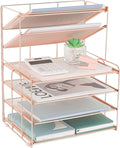 Desk Organizer, 6-Tier Paper Organizer Letter Tray, Rose Gold | Desk Organizers and Accessories, Office Desk Accessories & Workspace Organizers, Desktop File Organizer for Office Supplies