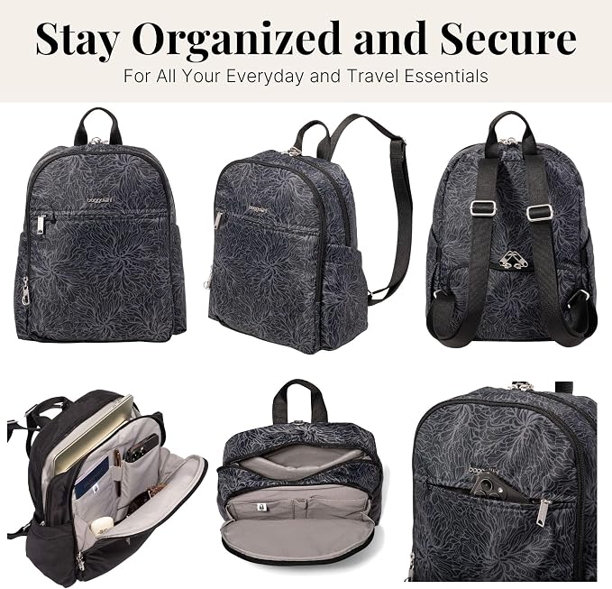 Securtex Anti-Theft Getaway Backpack - 9.4"x13"x5" Travel Safe Bag w/Locking Zippers, Slash-Resistant, RFID