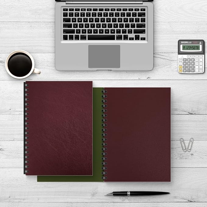Binditek 16 Mil Leather-Textured Polycovers, 8.5x11 Inches, Maroon, 50 Pack | Leather-Textured Binding Covers, 8.5x11 Inches Letter Size, Plastic Binding Presentation Covers, Square Corners, Unpunched