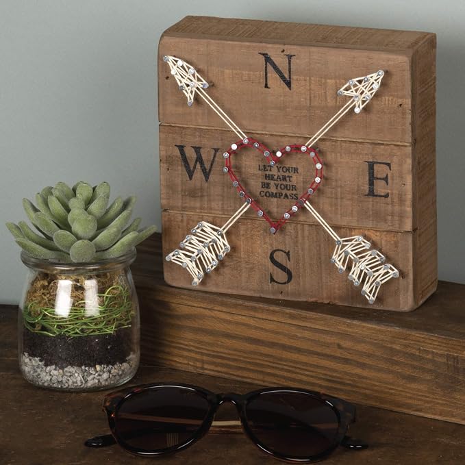 Primitives by Kathy Distressed Wood Slat Sign - 'Let Your Hearth' with Hand-Strung Heart, Wall Art & Desk Decor for Home