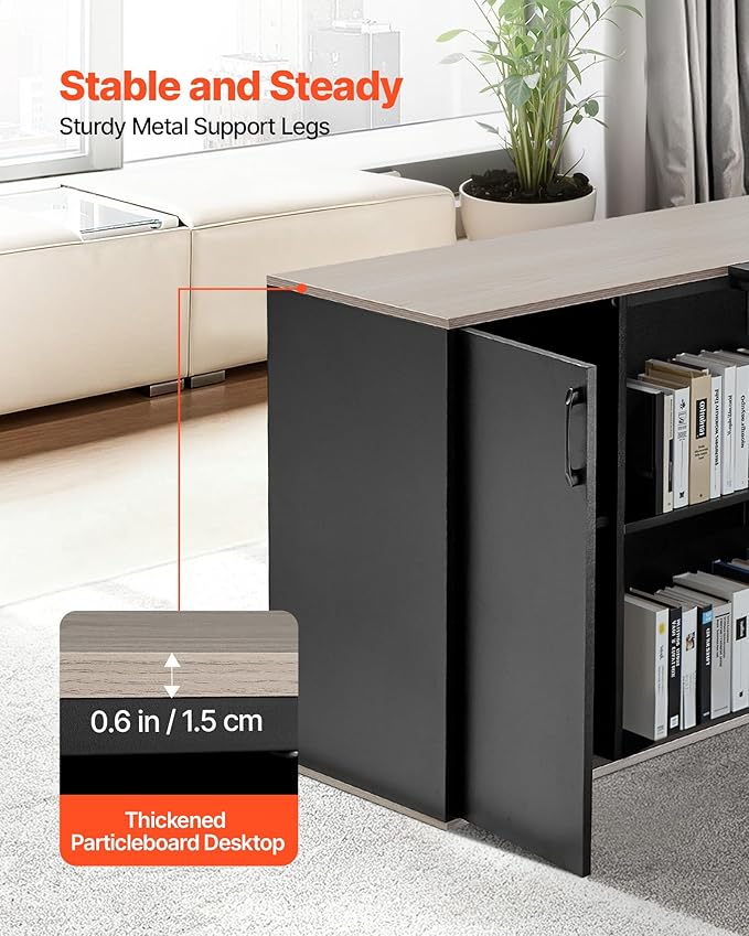 VEVOR 71" L-Shaped Executive Desk, Large Computer Desk with Drawers, File Storage Cabinet, CPU Stand, 350 LBS Load Capacity Corner Table, Easy Assembly, for Work Study