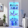 kepptory 72" Corner Curio Cabinet with RGB LED Lights, 6-Tier Glass Display Cabinet with Adjustable Shelves, Lighted Corner Showcase for Collectibles, China, Glassware, Living Room Home Bar