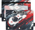Custom Truck Racing Car Pencil Pouch for 3 Ring Binder, 2 Pack Personalized Name Waterproof Pencil Bags Clear Window Pencil Case School Office Supplies