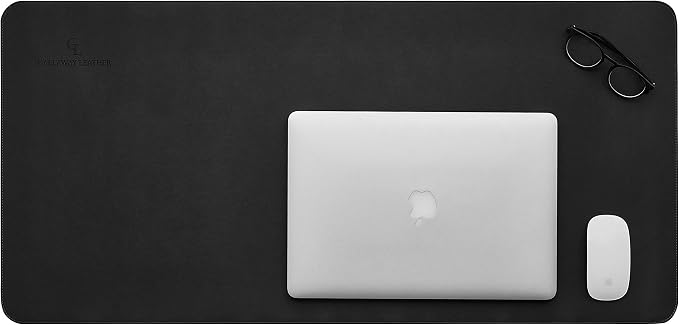Gallaway Leather Desk Mat, Office Writing Desk Pad, Large 36" x 17" Black, for Top of Desks, Gift Ready Elegant Computer Desk Cover Protector PU Leather