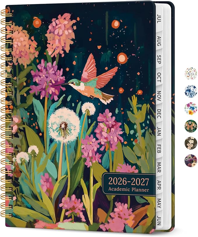 Taja Planner 2026-2027, Jul 2026-Jun 2027 Monthly & Weekly Calendar Planner | 6.3" x 8.5", Hardcover Academic Calendar, Teacher Student Agenda Book with Tabs, School Office Supplies, Humming Glow
