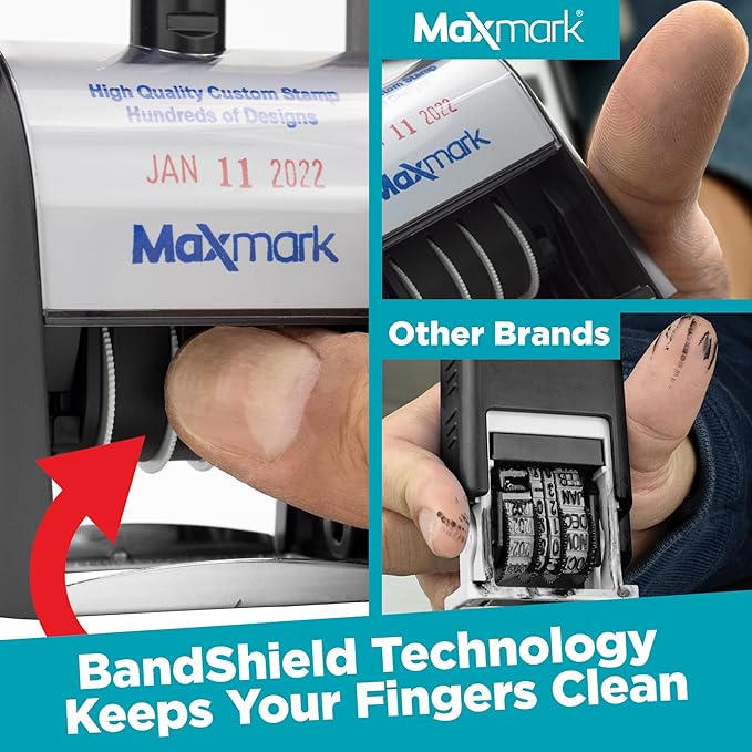 MaxMark Heavy Duty Self Inking Date Stamp with Phrase E-Mailed - Blue Ink