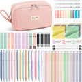 62PCS Aesthetic School Supplies Cute Back to School Supplies Stationary Set | College Preppy Essentials Kit with Large Pencil Pouch Case, Pastel Highlighters Gel Pens Mechanical Pencils for Student Girls