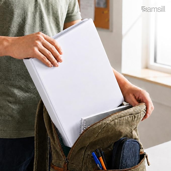 Samsill 1.5 Inch 3 Ring Binder, Economy Round Ring, Clear View Cover, 325 Sheet Capacity - for School, Home, Office - White