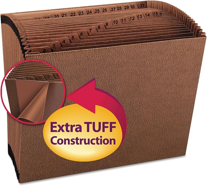 Smead TUFF Expanding File, Daily (1-31), 31 Pockets, Letter Size, Redrope-Printed Stock (70467)