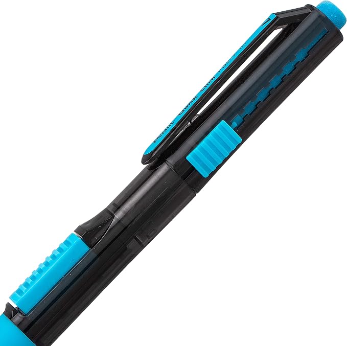Pentel QUICK CLICK Pop Mechanical Pencil, (0.7mm) Medium 2B Lead, Black Barrel w/Sky Blue Trim Box of 12 (PD217AS)