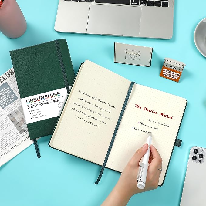 Dotted Journal/Notebook - Dot Grid Hard Cover Notebook, 5.3'' x 8.26''