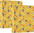 Yellow Beehive Bee Binder 1.5 Inch Binder with Clipboard&Pockets, Honeycomb Binders 3 Ring, Honey Bees Heavy Duty Large File Folder for Office School Supplies - Holds 200 Sheets, 2 Pack