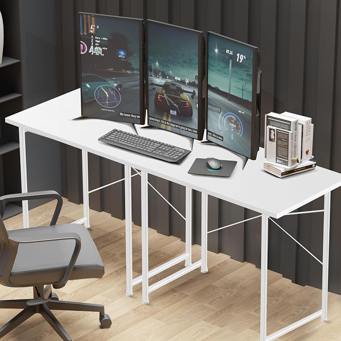 Small Space Writing Desk with Headphone Hooks, Modern Simple Design, Suitable for Study, Home Office and Living Room