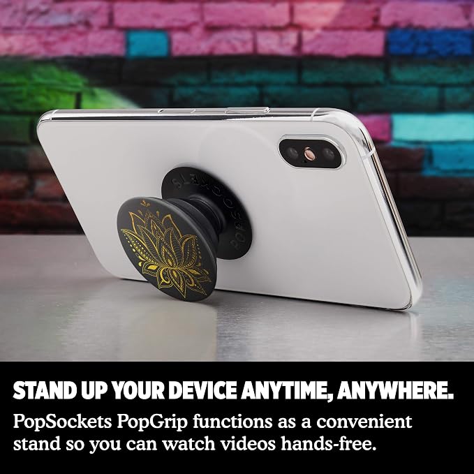 PopSockets Adhesive Phone Grip, Holder- Golden Prana Black | Secure Comfortable Hold, Anti-Drop, Kickstand, Moon, Star, Sun, Space, Flower, Floral